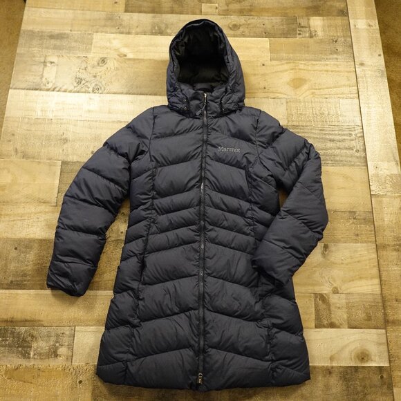 Marmot Montreal Coat down puffer jacket women's small navy 700 fill - Picture 2 of 16